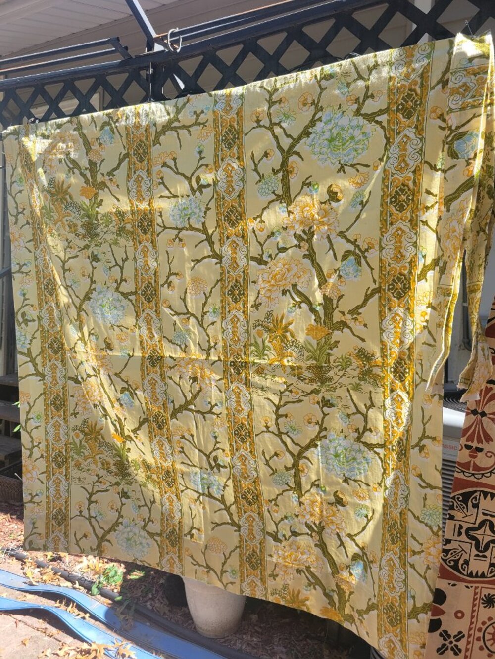 Vintage 1970's Thick Panel Drapes with weighted corners and Tie Backs